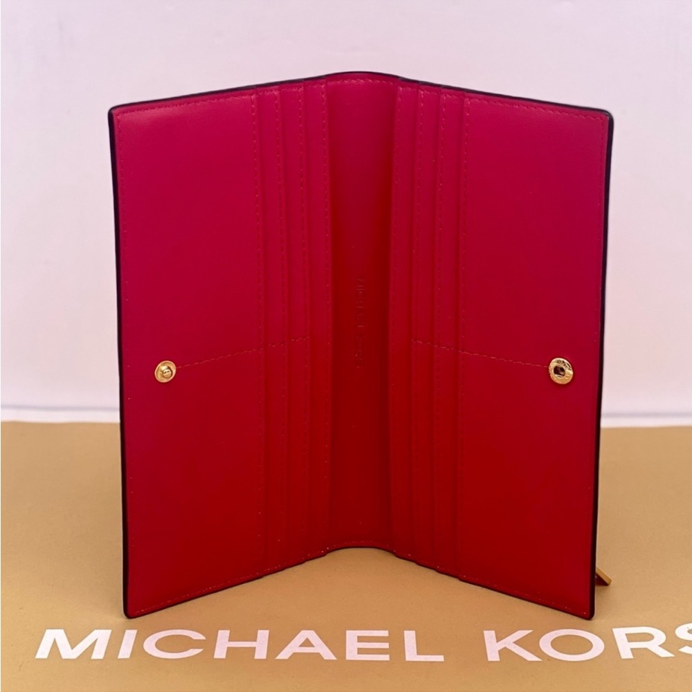 Michael Kors Reed Snap Bifold Wallet Electric Pink - Picture 3 of 11